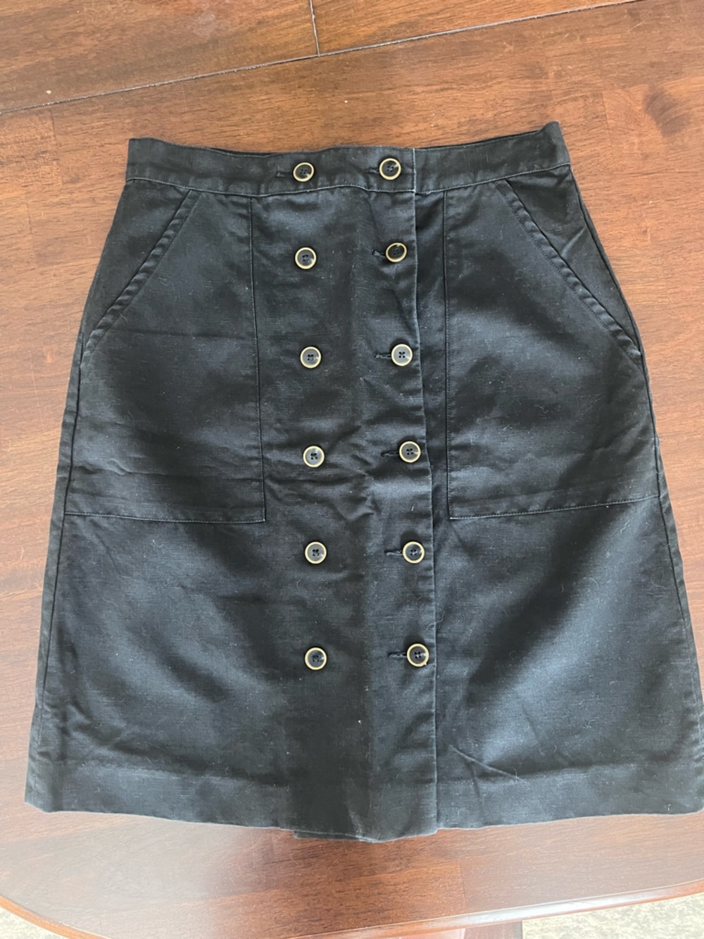 L.L. Bean Black Double-Breasted Pencil Skirt